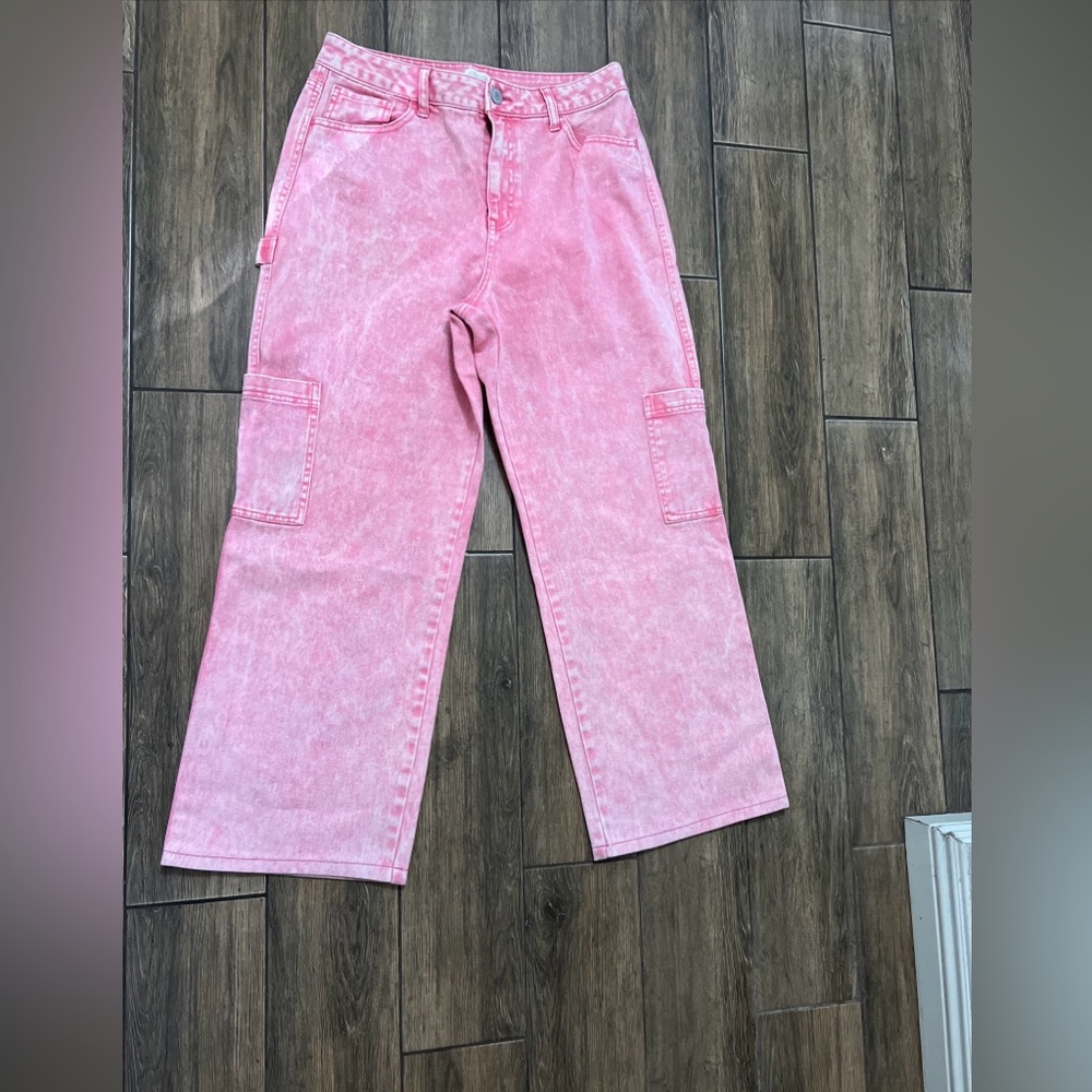 Full Tilt Pink Cargo Jeans Wide Leg size 31 Punk Retro Straight Leg